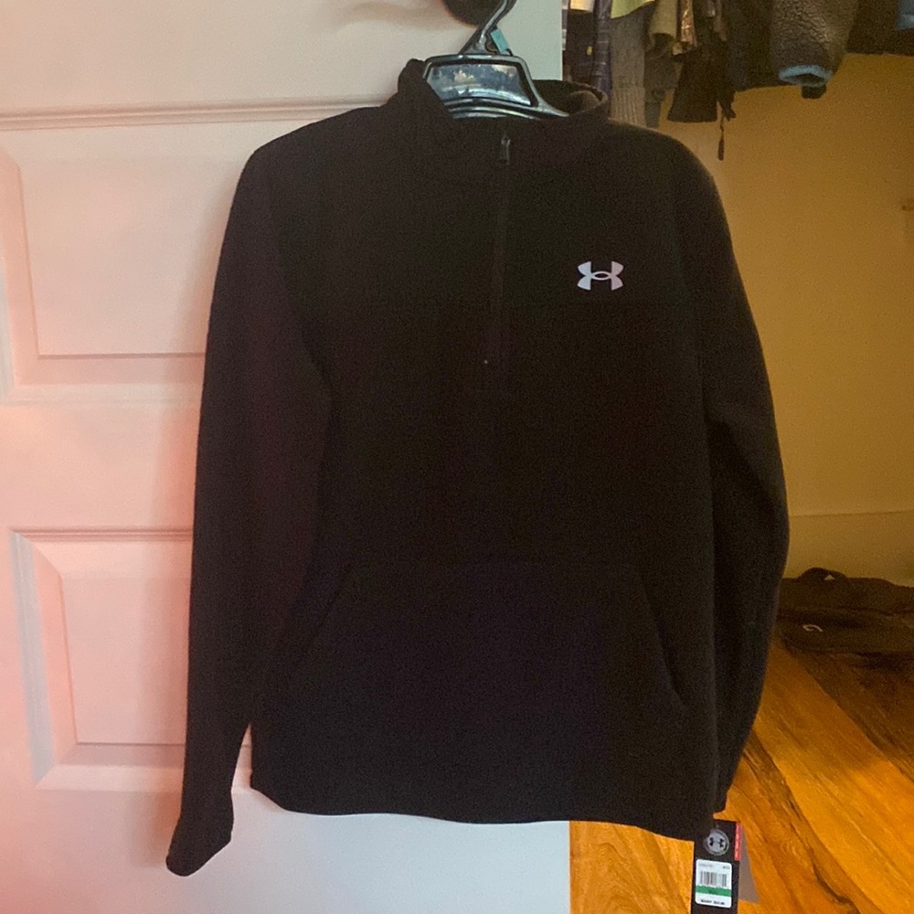 UA black pullover fleece sweater. New with tags size youth large